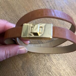 J.Crew Leather Bracelet with gold clasp